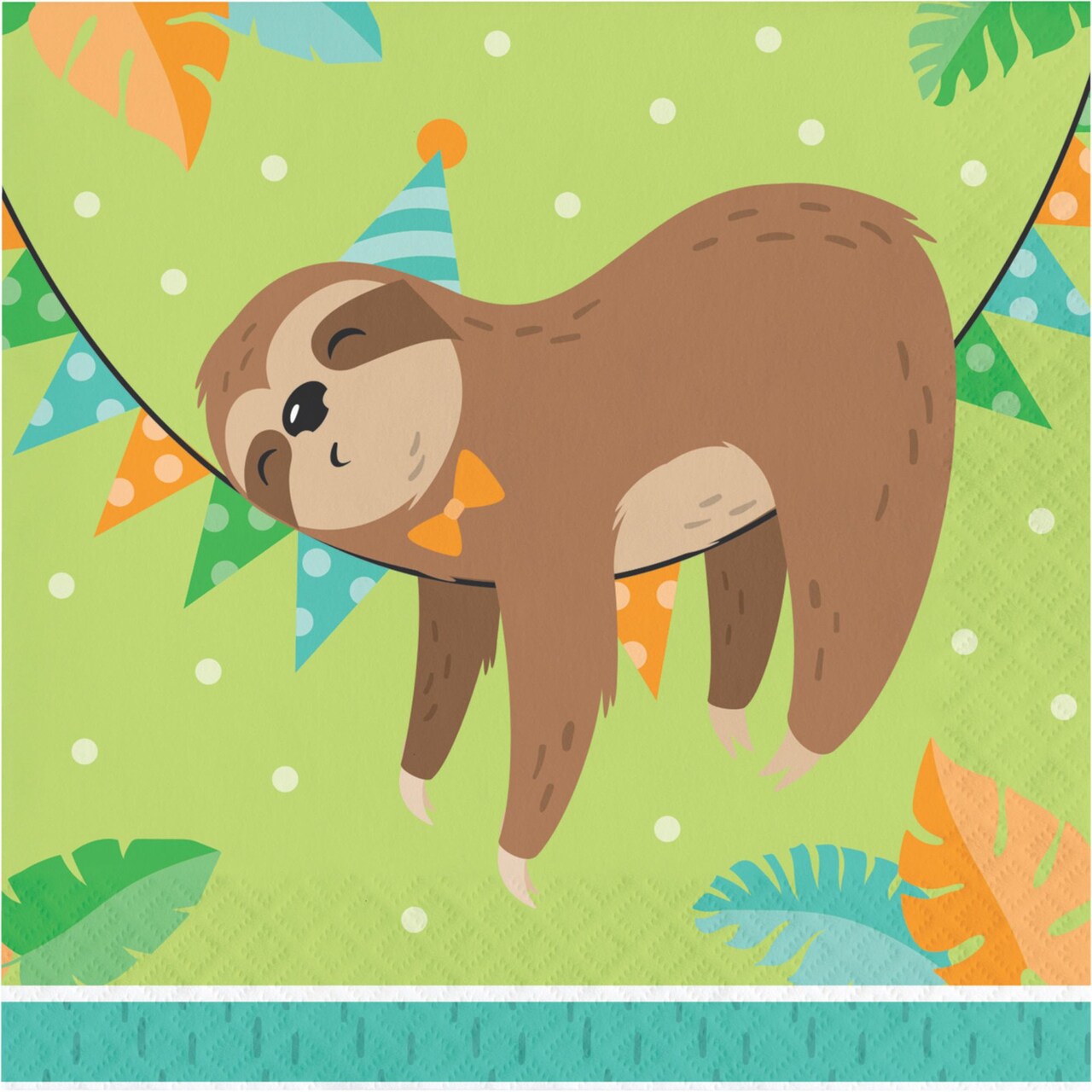 Party Central Club Pack of 192 Brown and Green Sloth Party 2-Ply Luncheon Napkins 6.5"